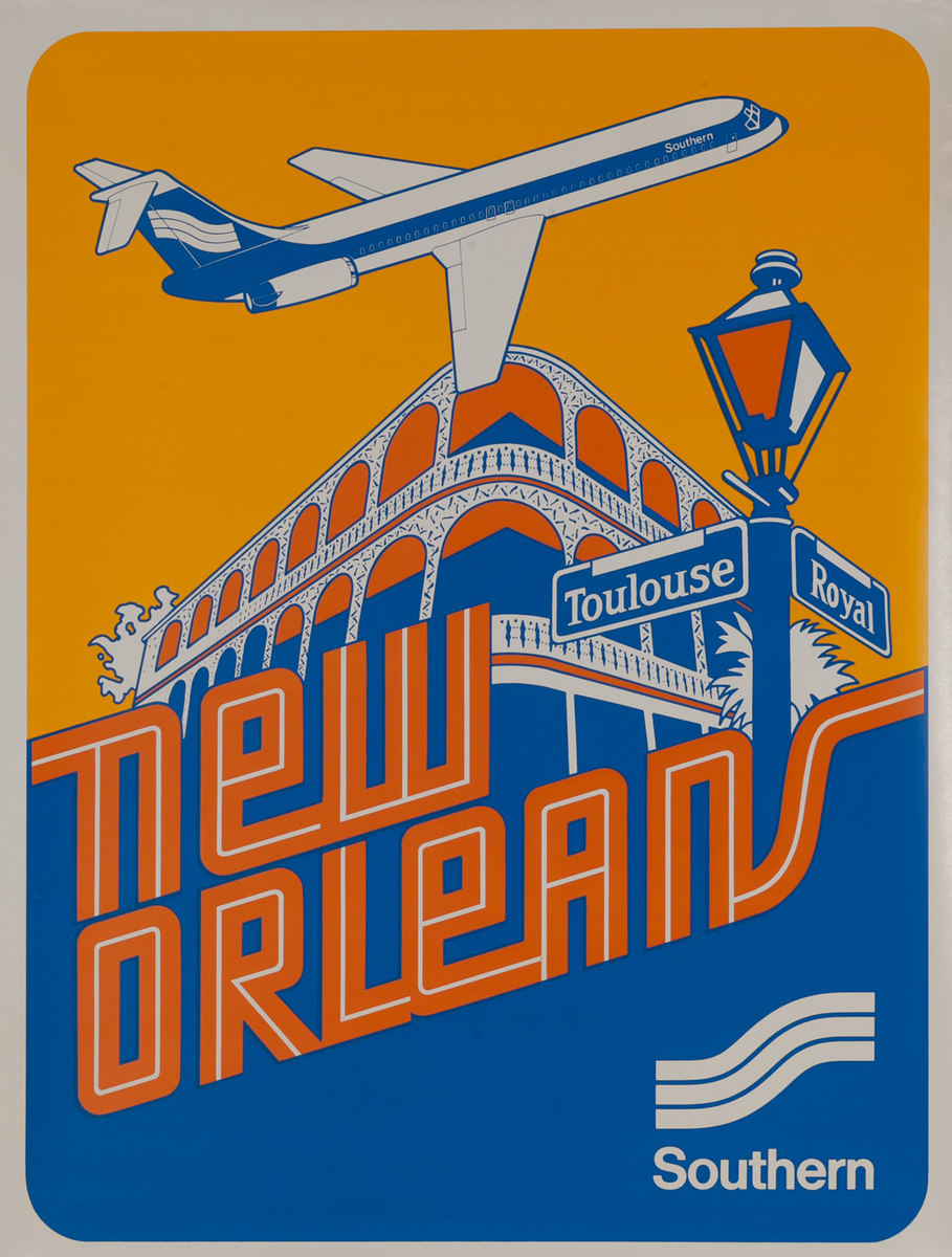 Southern Airways Travel Poster, New Orleans, Louisiana