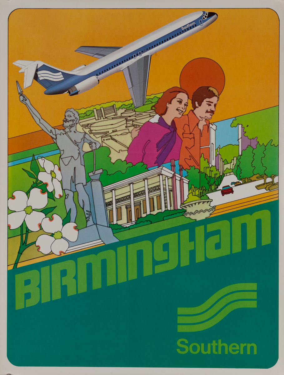 Southern Airways Travel Poster, Birmingham Alabama