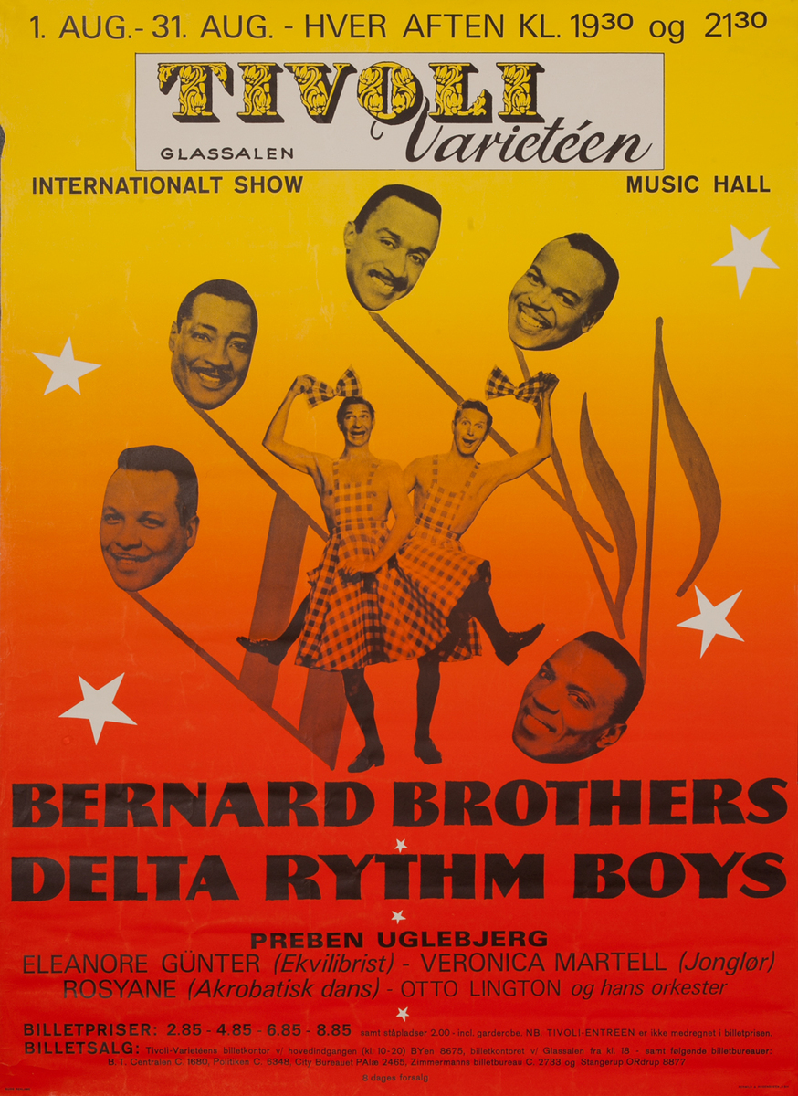 Tivoli Denmark Poster Bernard Brothers Delta Rythm Boys
