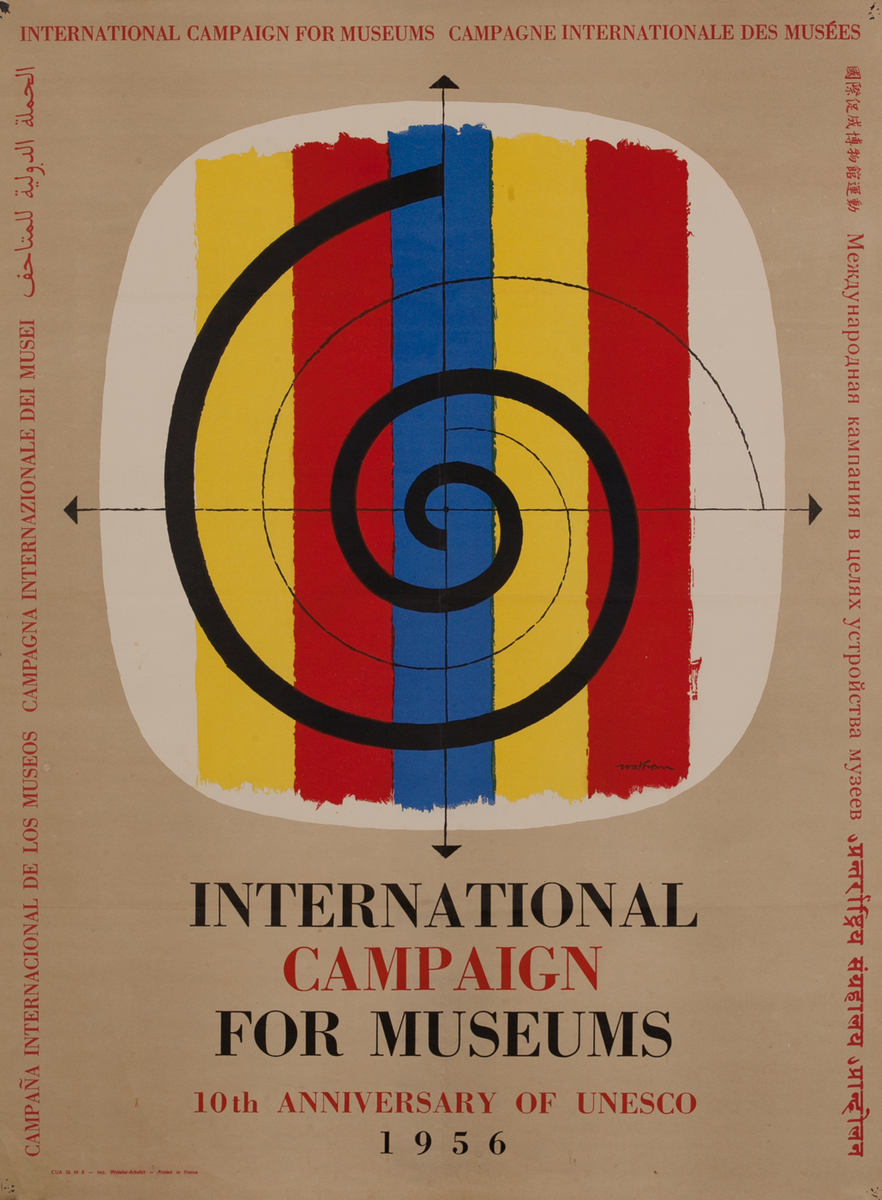 Internatinal Campaign for Museums, 10th Anniversary fo Unesco Art Poster