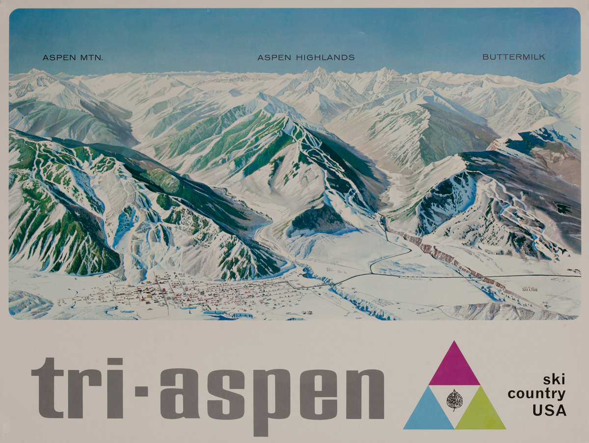 Tri Aspen Ski Country USA -Clorado Ski Trail Poster