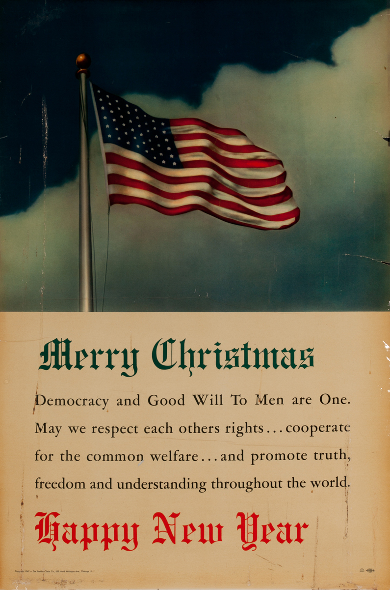 Merry Christmas American Flag Sheldon-Claire Work Incentive Poster