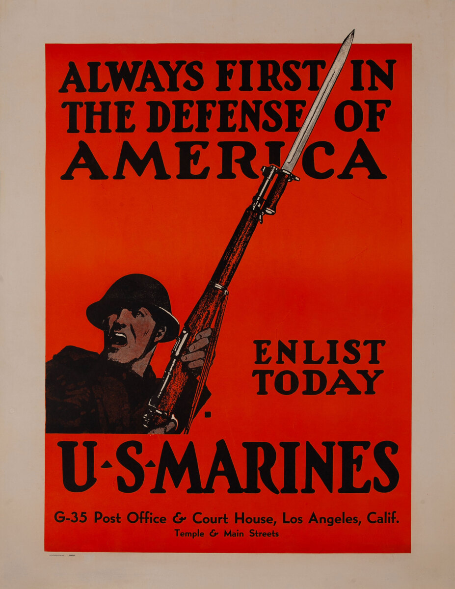 Always First in the Defense of America WWII US Marine Recruiting Poster