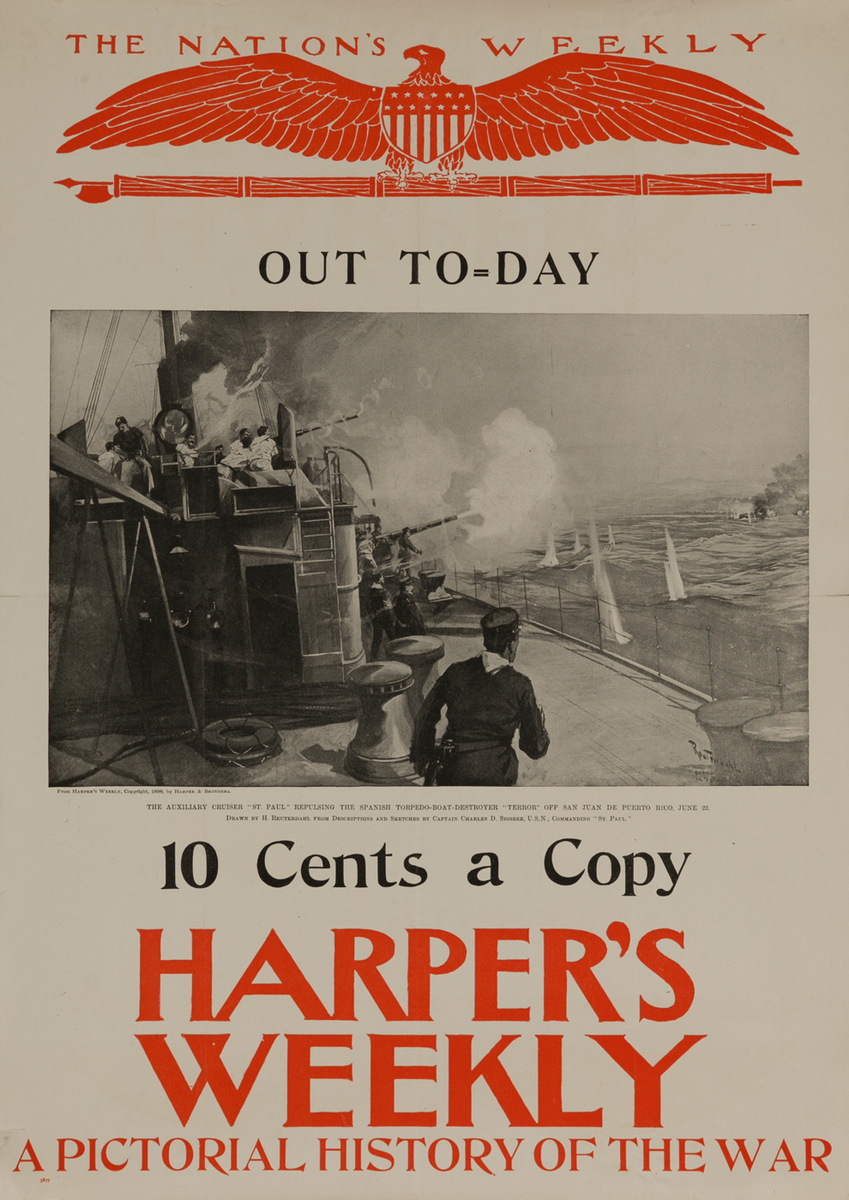 Harper's Weekly A Pictorial History of the War, Auxillary Cruiser St PaulOriginal American Literary Poster 