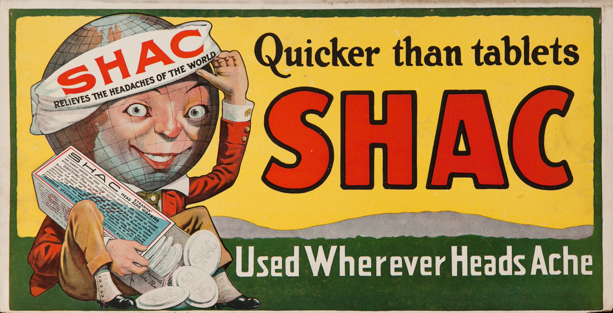 Shac Quicker than Tablets, Used Whenever Heads Ache, Trolley Car Poster