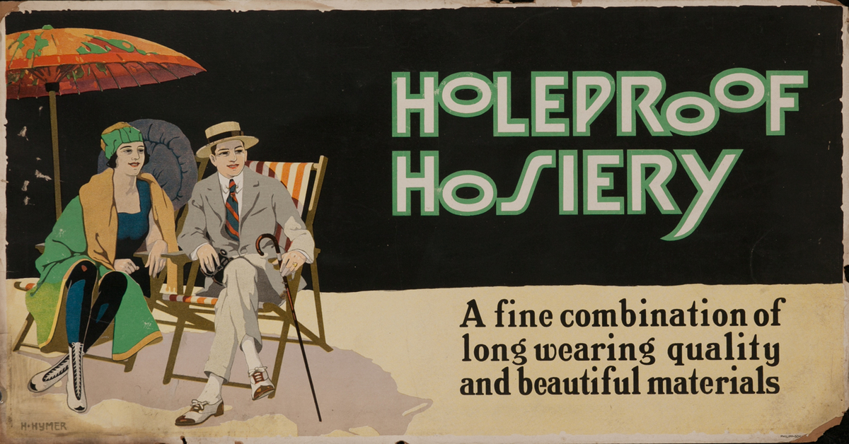 Holeproof Hosiery, Trolley Card Poster, Deck Chairs
