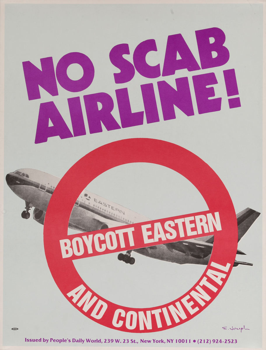 No Scab Airline Boycott Eastern and Continental 