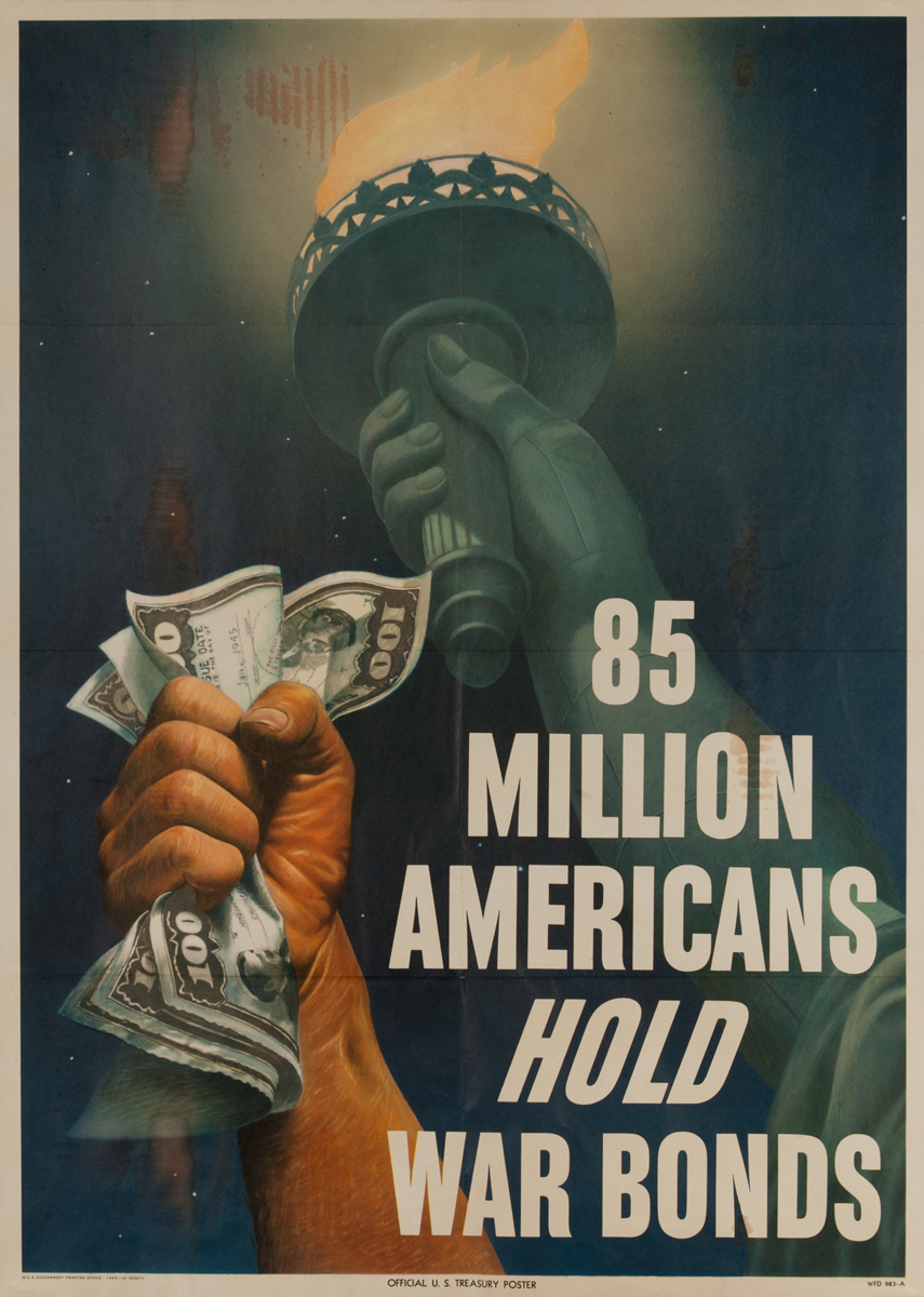 85 Million Americans Hold War Bonds WWII Poster, large size