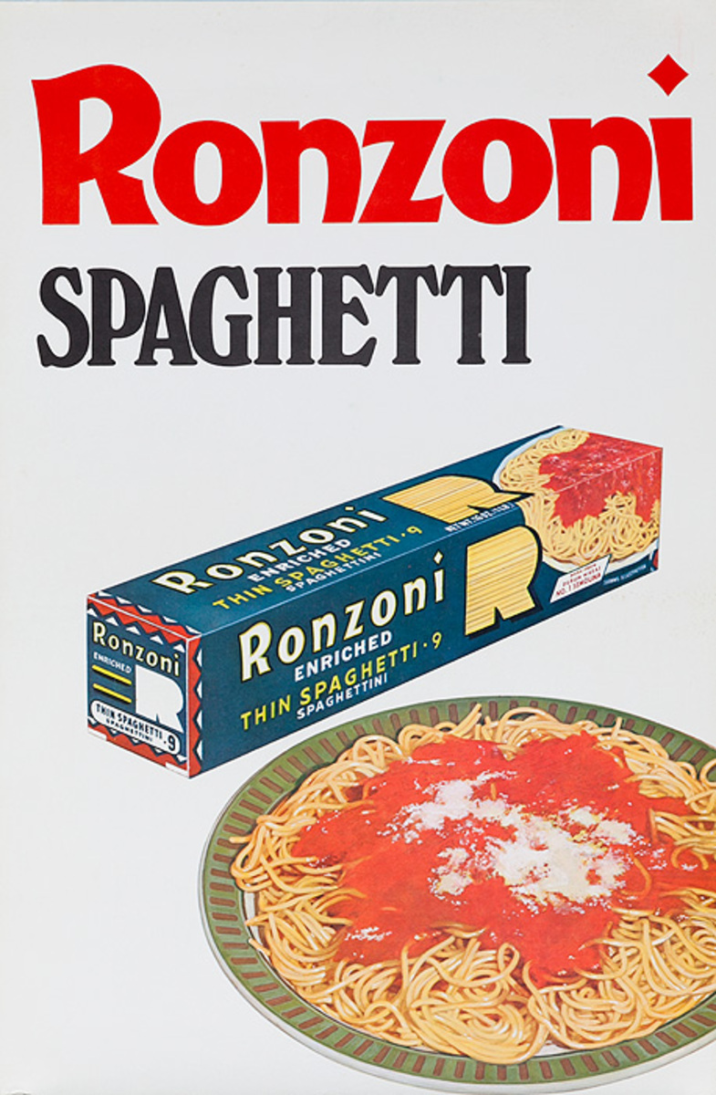 Ronzoni Italian Food Original Advertising Poster Spagetti