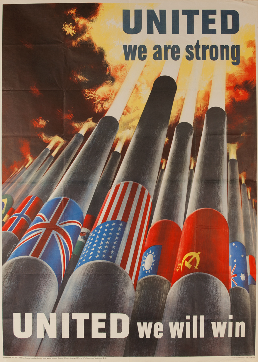 United We Are Strong Original WWII Poster, extra large size