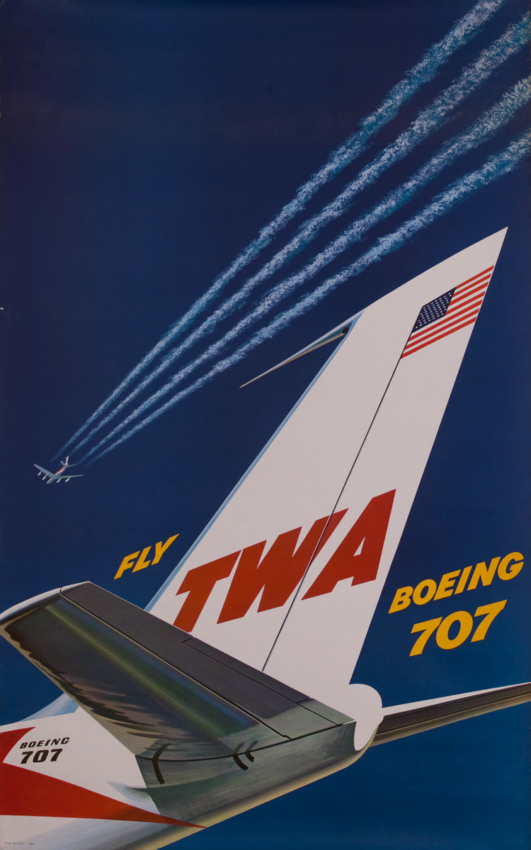 Fly TWA Via Boeing 707 Original Travel Poster | David Pollack