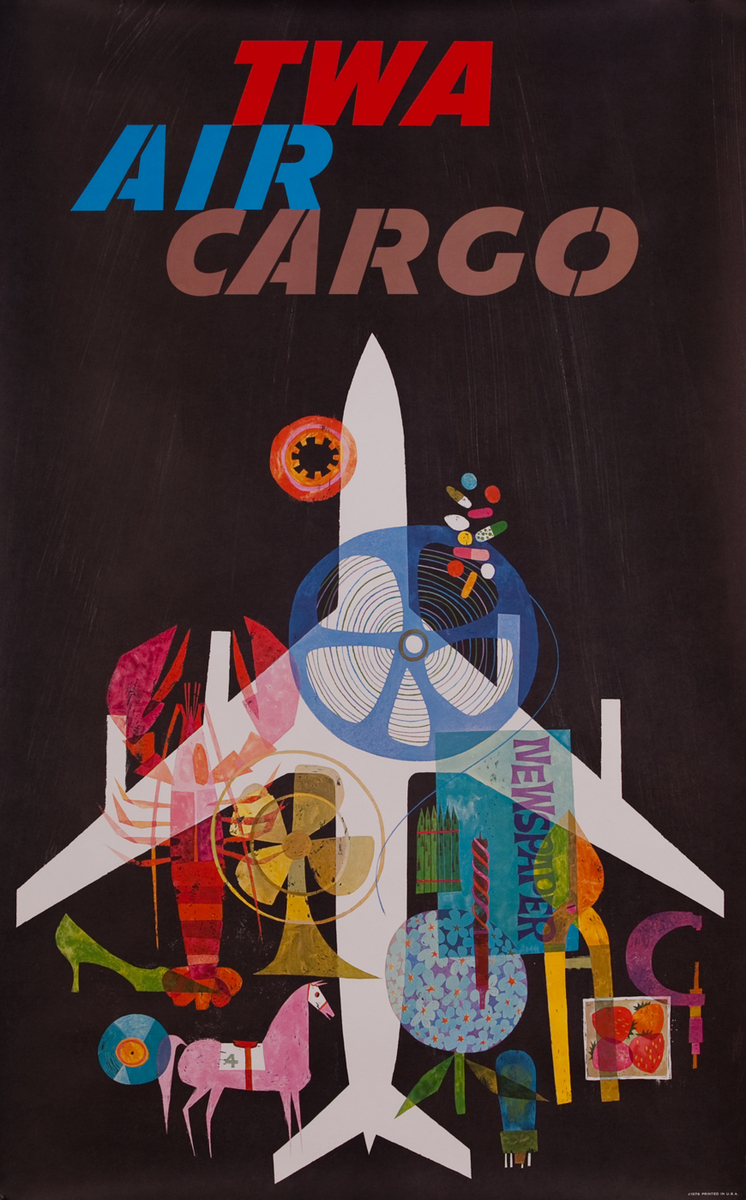 TWA Air Cargo, jet airplane silhouette