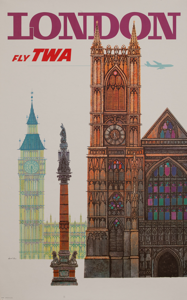 London Fly TWA Original Vintage Travel Poster