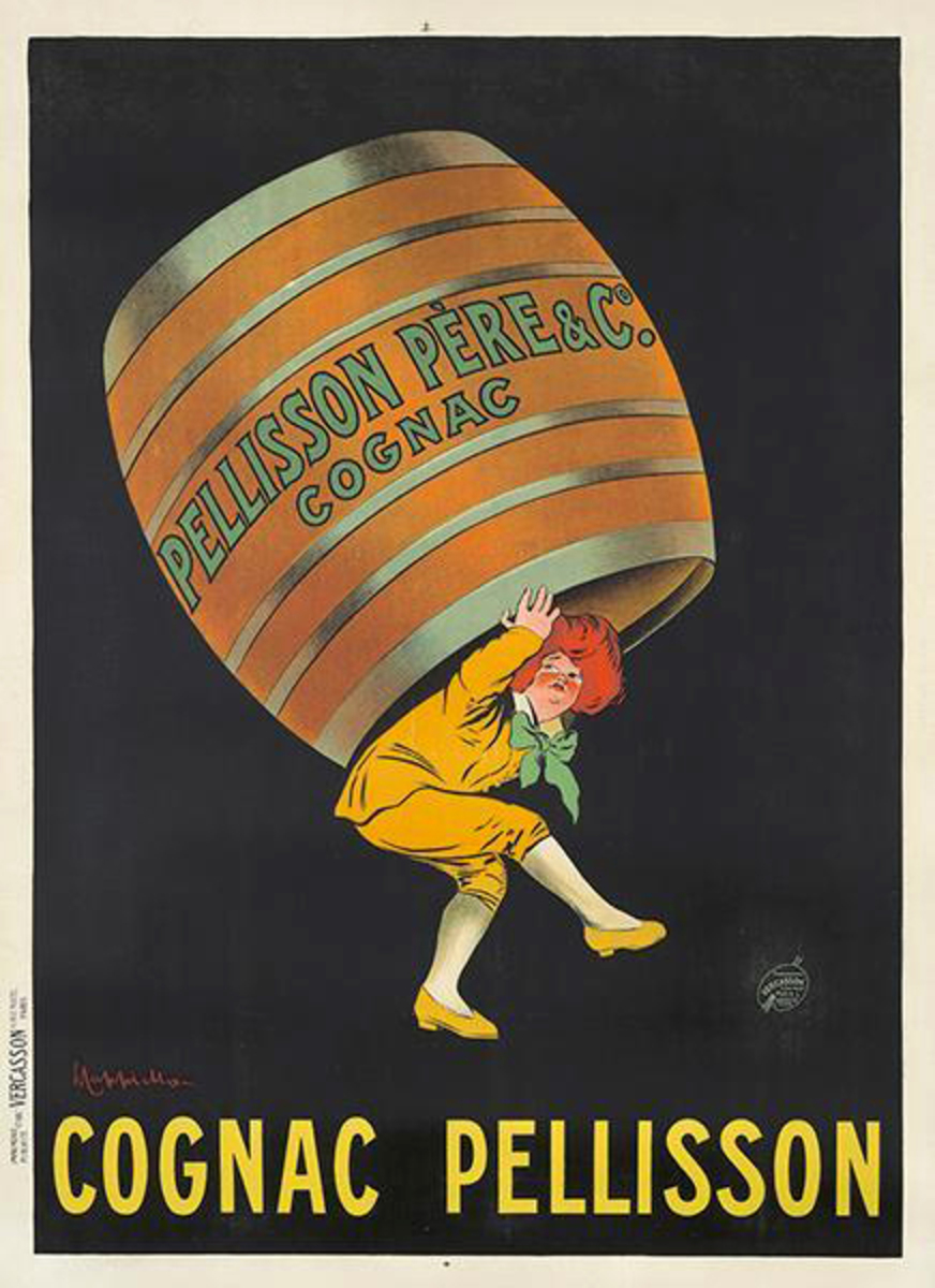 Cognac Pellisson Original Vintage Advertising Poster, larrge format