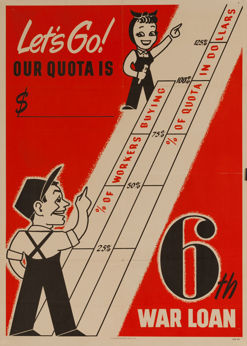 Let's Go Our Quote is , 6th War Loan WWII Poster