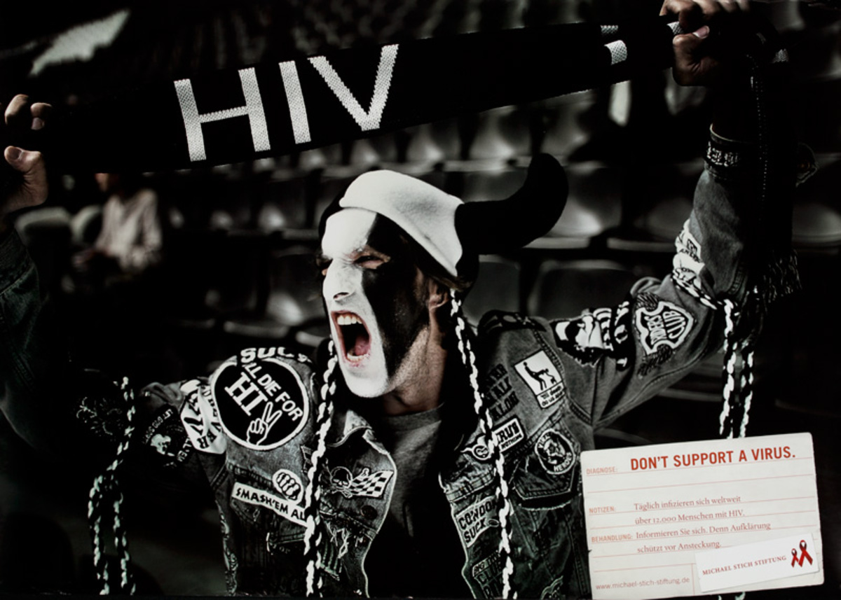HIV Don't Support a Virus - Swiss AIDs HIV Public Health Poster