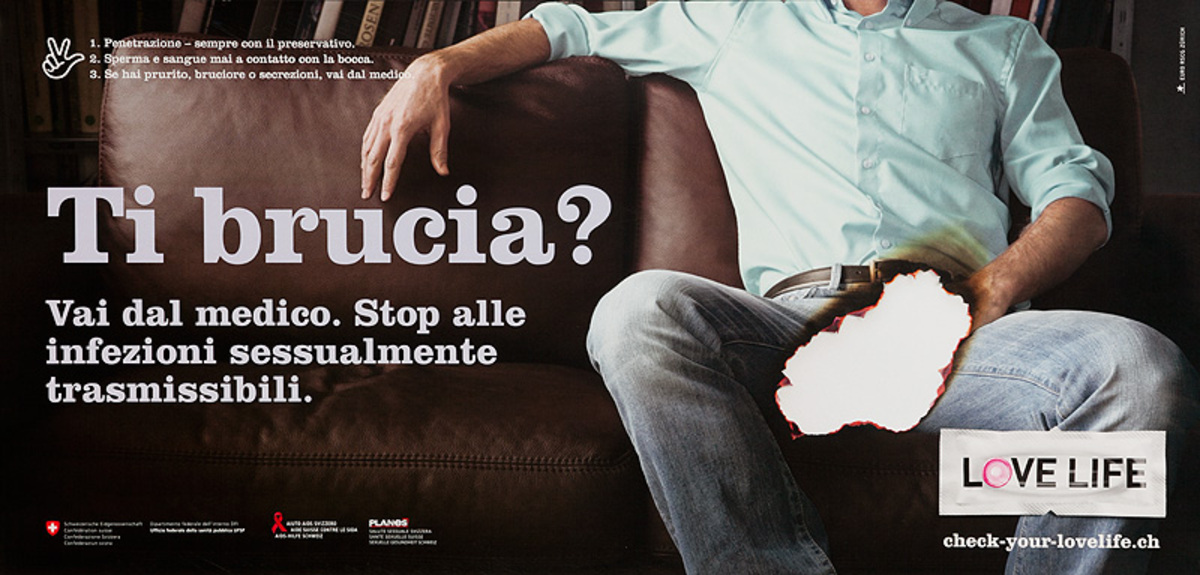 Ti brucia? - Swiss AIDs HIV Public Health Poster