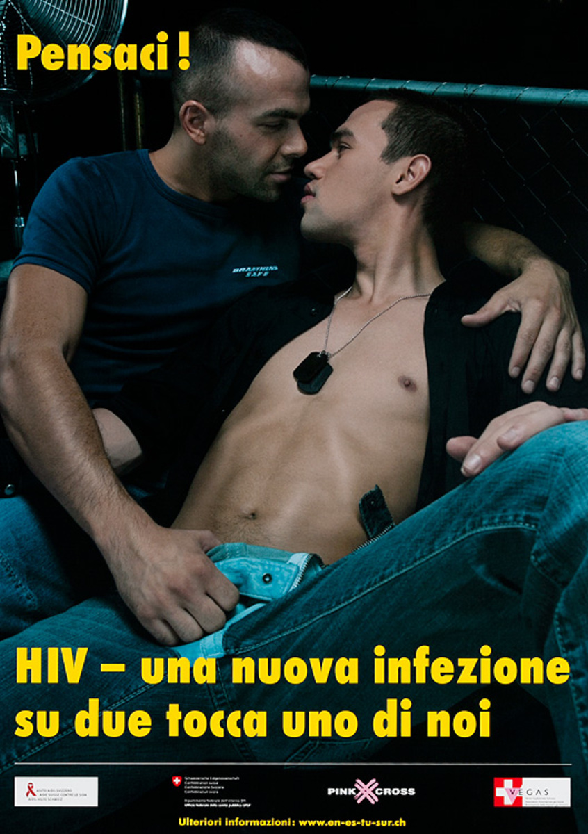 Pensaci!  HIV - una nuova infezione su due tocca uno di noi- Swiss AIDs HIV Public Health Poster