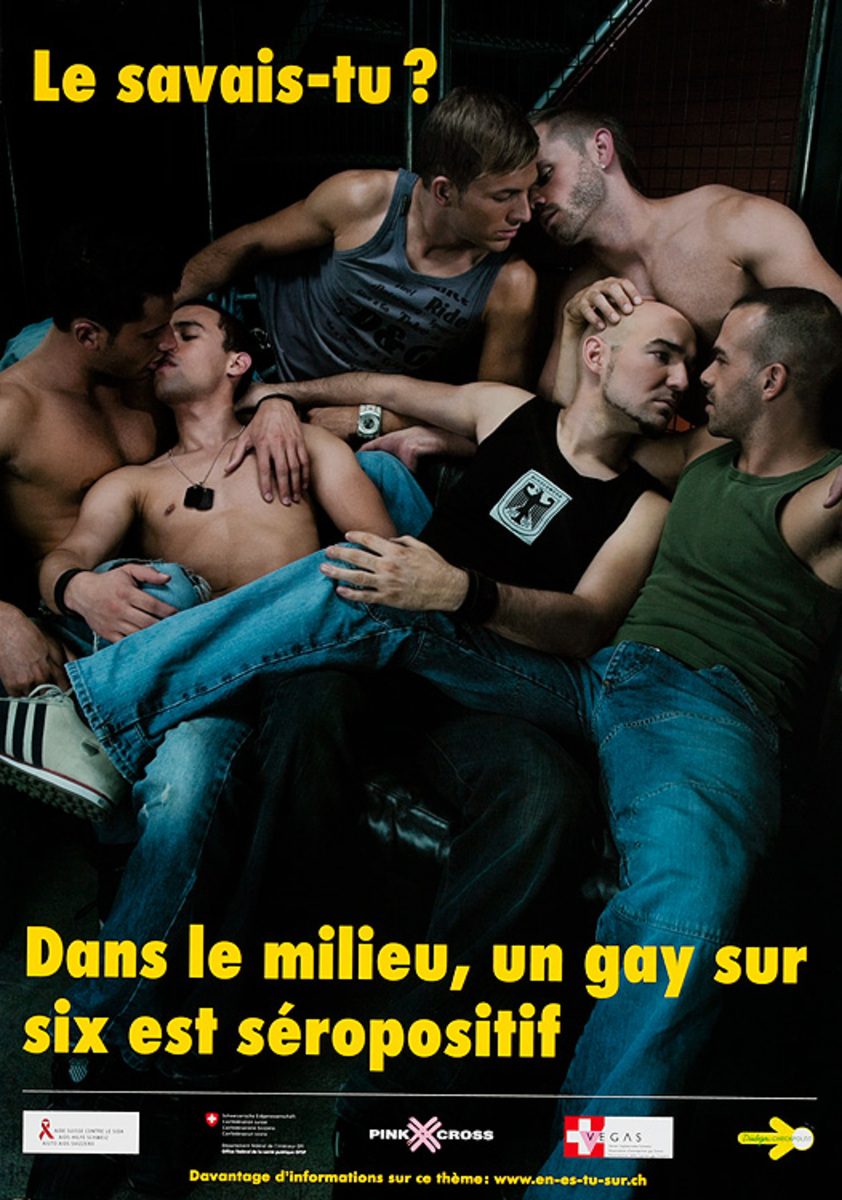 Le Savais-tu? Dans le milieu, un gay sur six est serpositif - Swiss AIDs HIV Public Health Poster