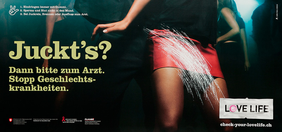 Juckt's Dann bitte zum Arzt. Stopp Geschlechts-krankheiten. - Swiss AIDs HIV Public Health Poster