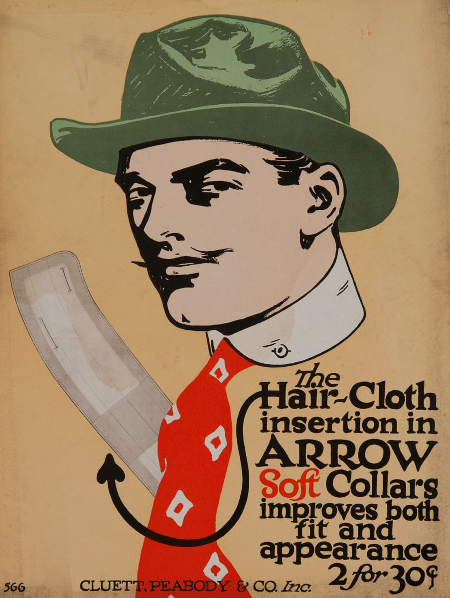 Arrow Soft Collars, Advertising Card, green hat