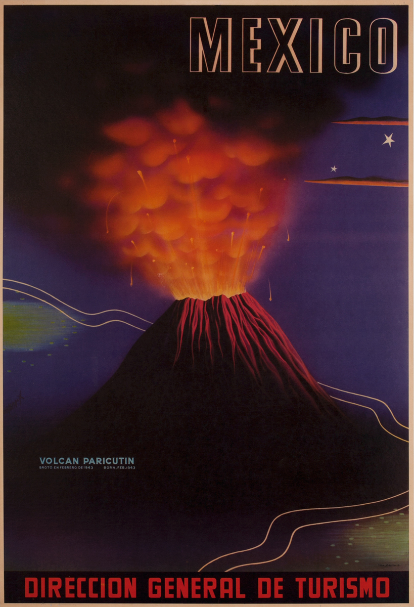 Mexico Paricutin Volcano Travel Poster, small size