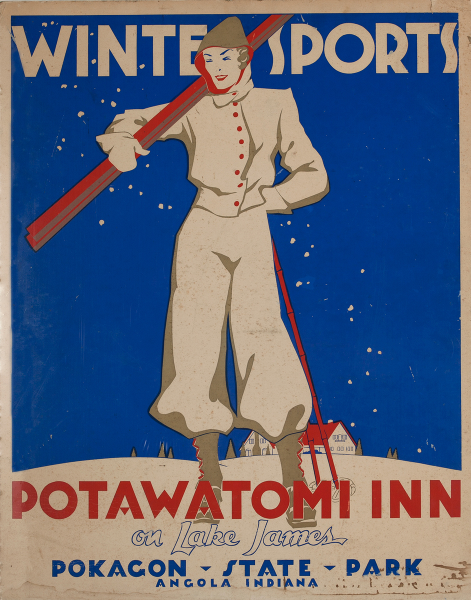 Winter Sports Potawatomi Inn on Lake James Ski Poster