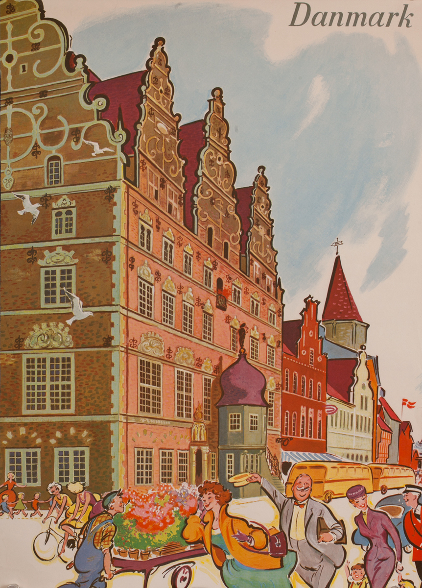 Danmark Travel Poster, town scene