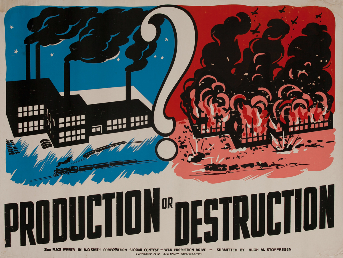 Production or Destruction A O Smith Corporation WWII Poster