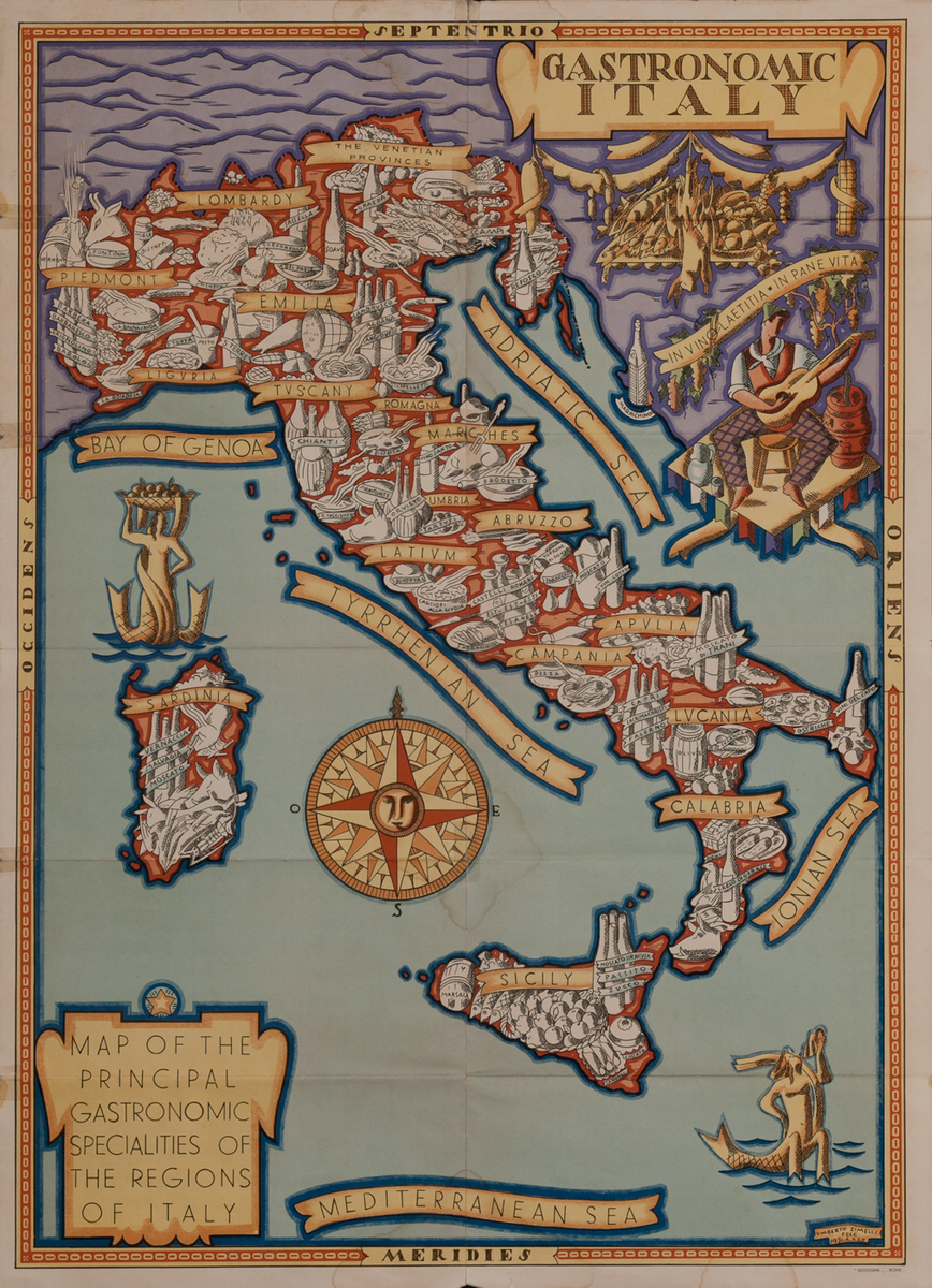 Gastronomic Italy, Illustrated Poster Map