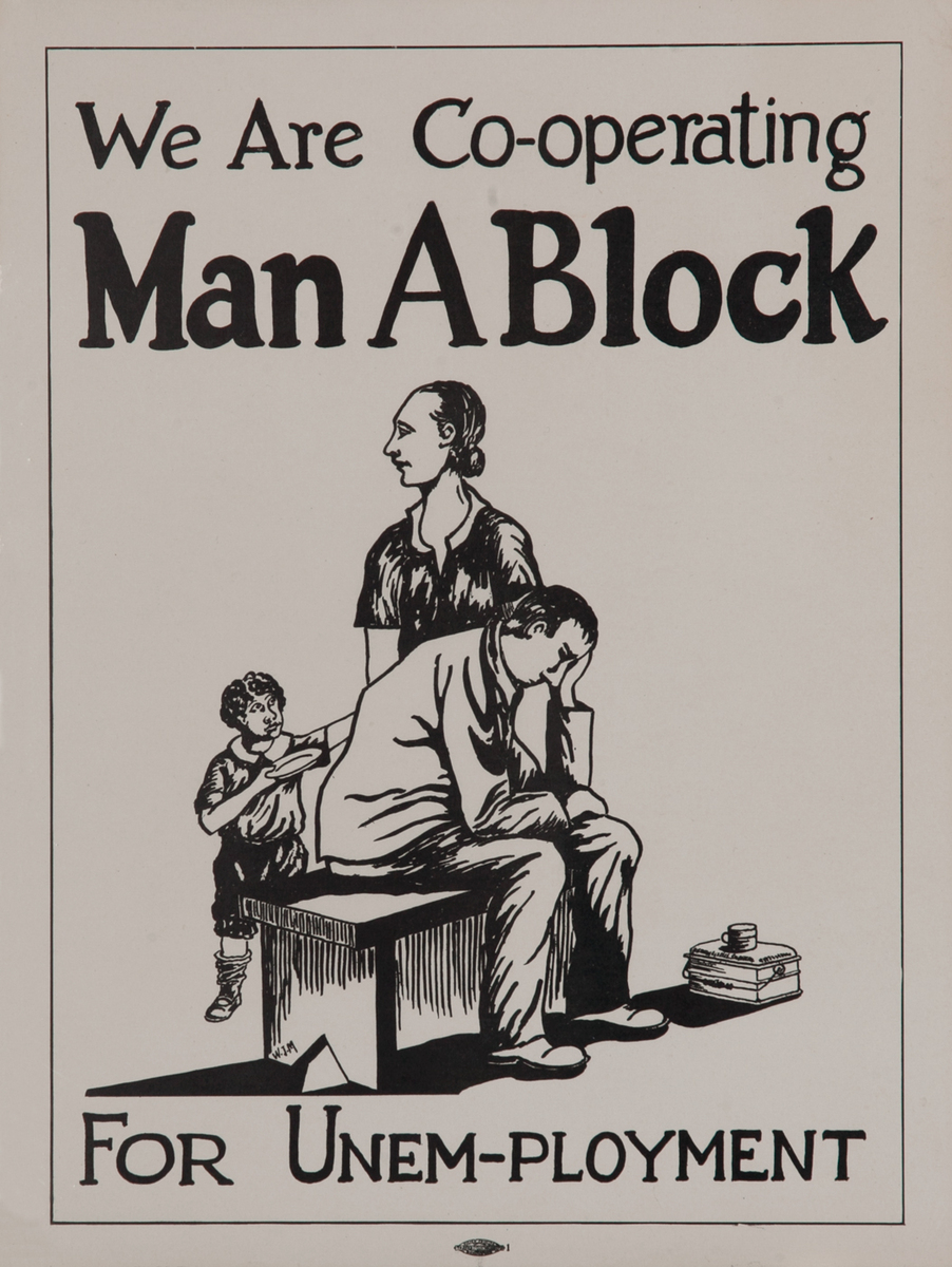 We are Co-operating Man A Block For Unem-ployment, Depression Poster