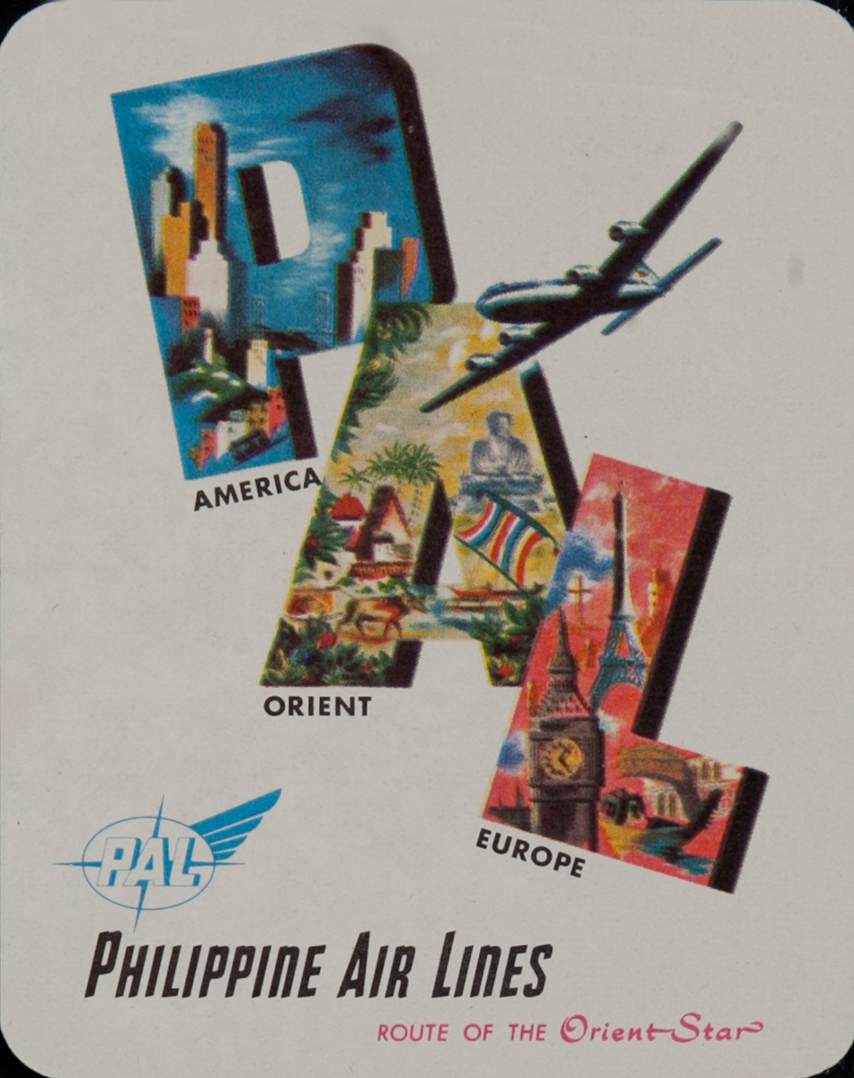 PAL Philippine Air Lines Route of the Orient Luggage Label
