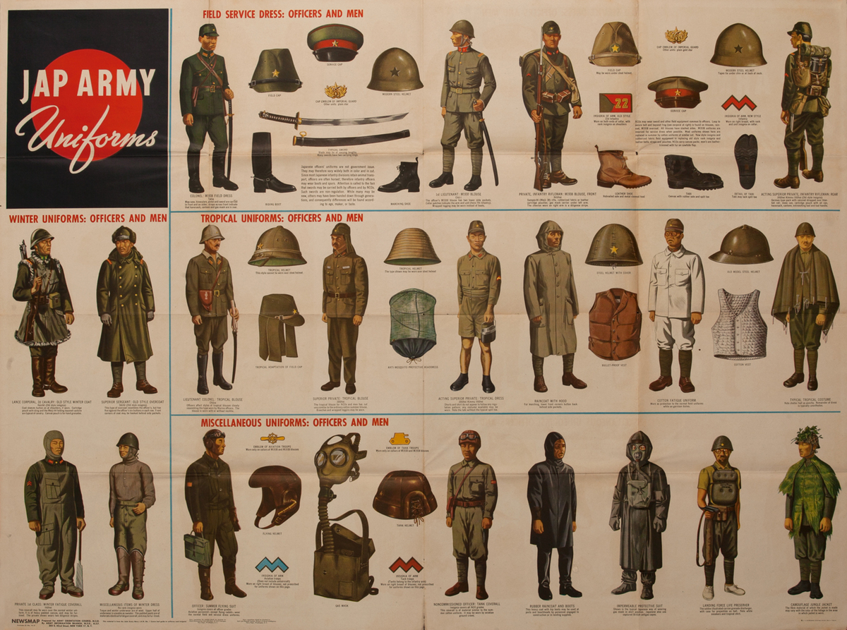 WWII Newsmap Jap Army Uniforms