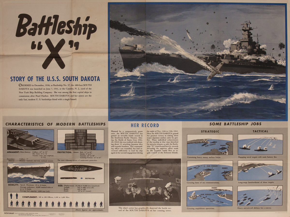 WWII Newsmap Battleship X The Story of the USS South Dakota
