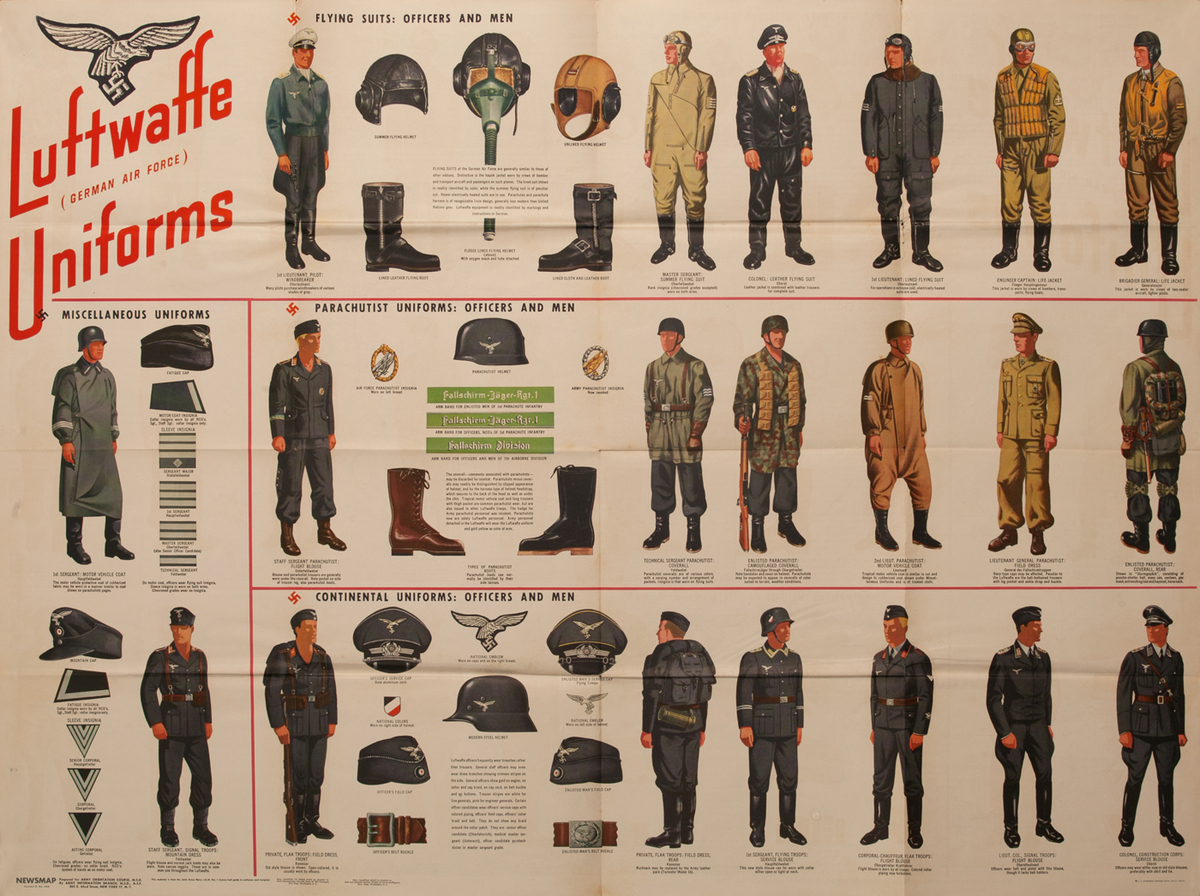 WWII Newsmap Luftwaffe (German Air Force) Uniforms