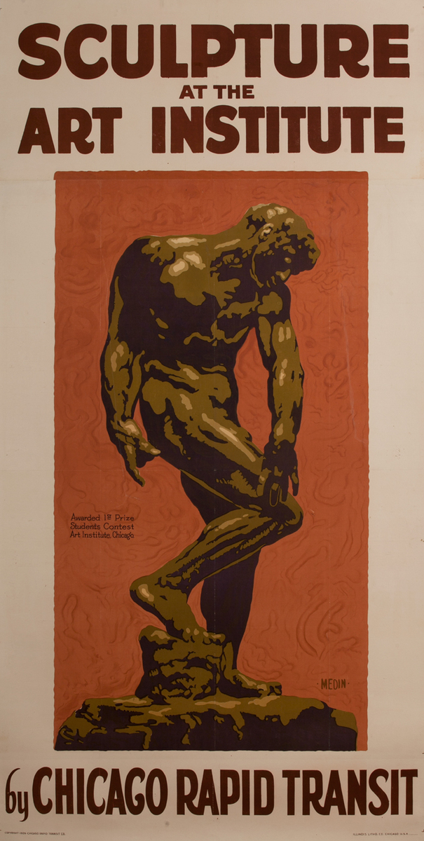 Sculpture at the Art Institute by Chicago Rapid Transit