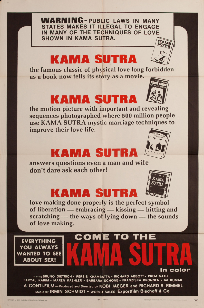 Come to the Kama Sutra, 1 sheet movie poster