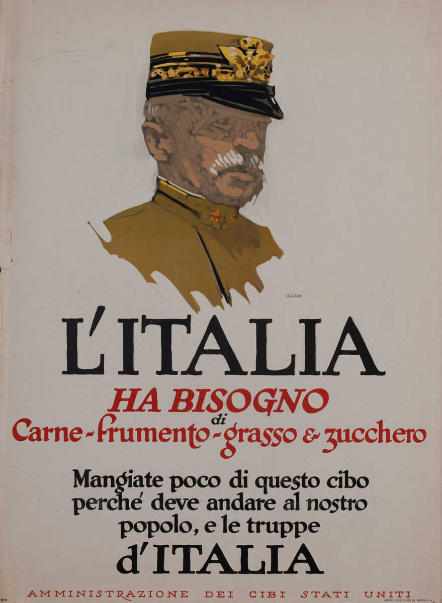 L'Italia Ha Bisogno WWI United States Food Administration Poster