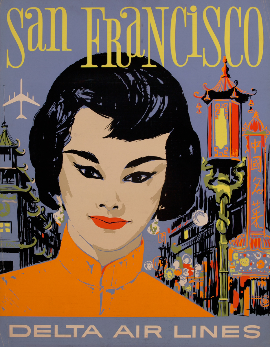 Delta Airlines Travel Poster San Francisco Silkscreen