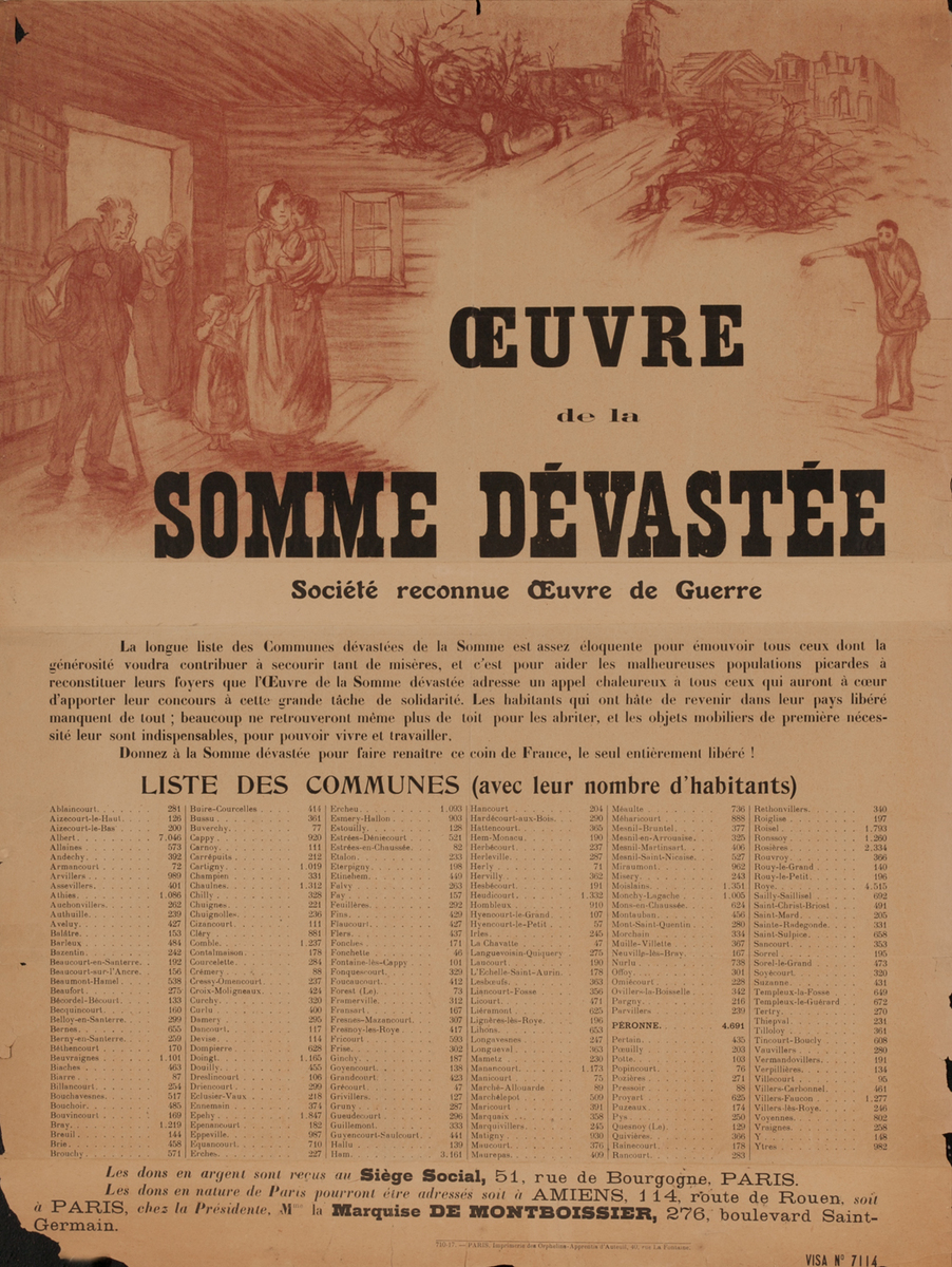 Ouvre de la Somme Devastee- French WWI Poster