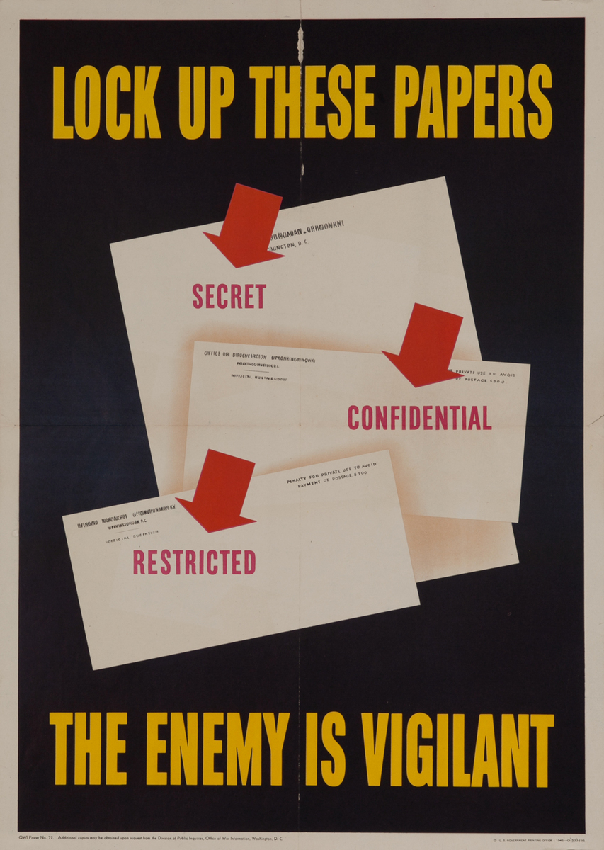 Lock up these papers - The enemy is vigilant, WWI Poster