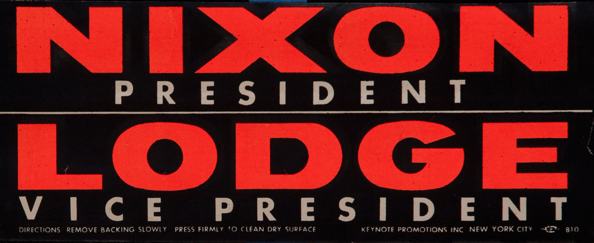 Original Nixon President - Lodge Vice President Bumper Sticker 