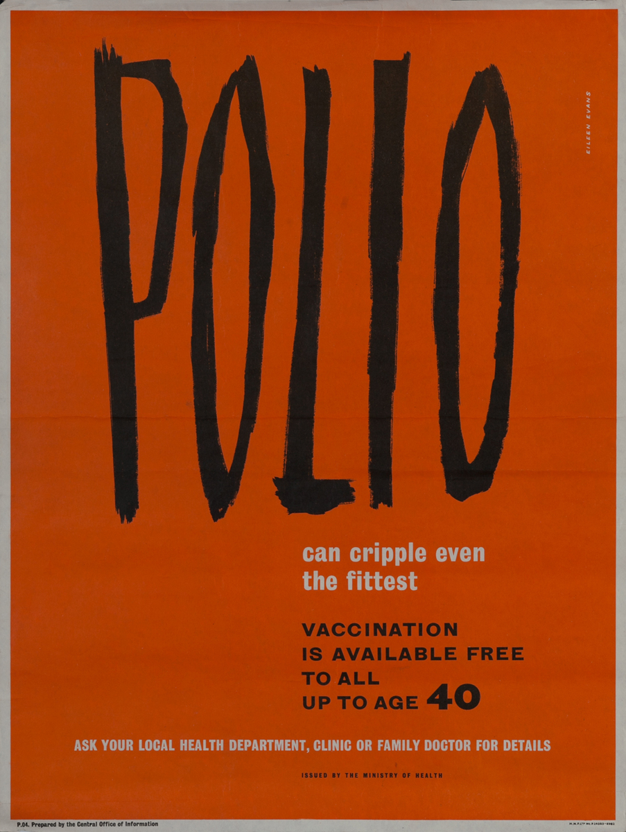 Polio can cripple even the fittest - Vaccination is available free - British Health Poster