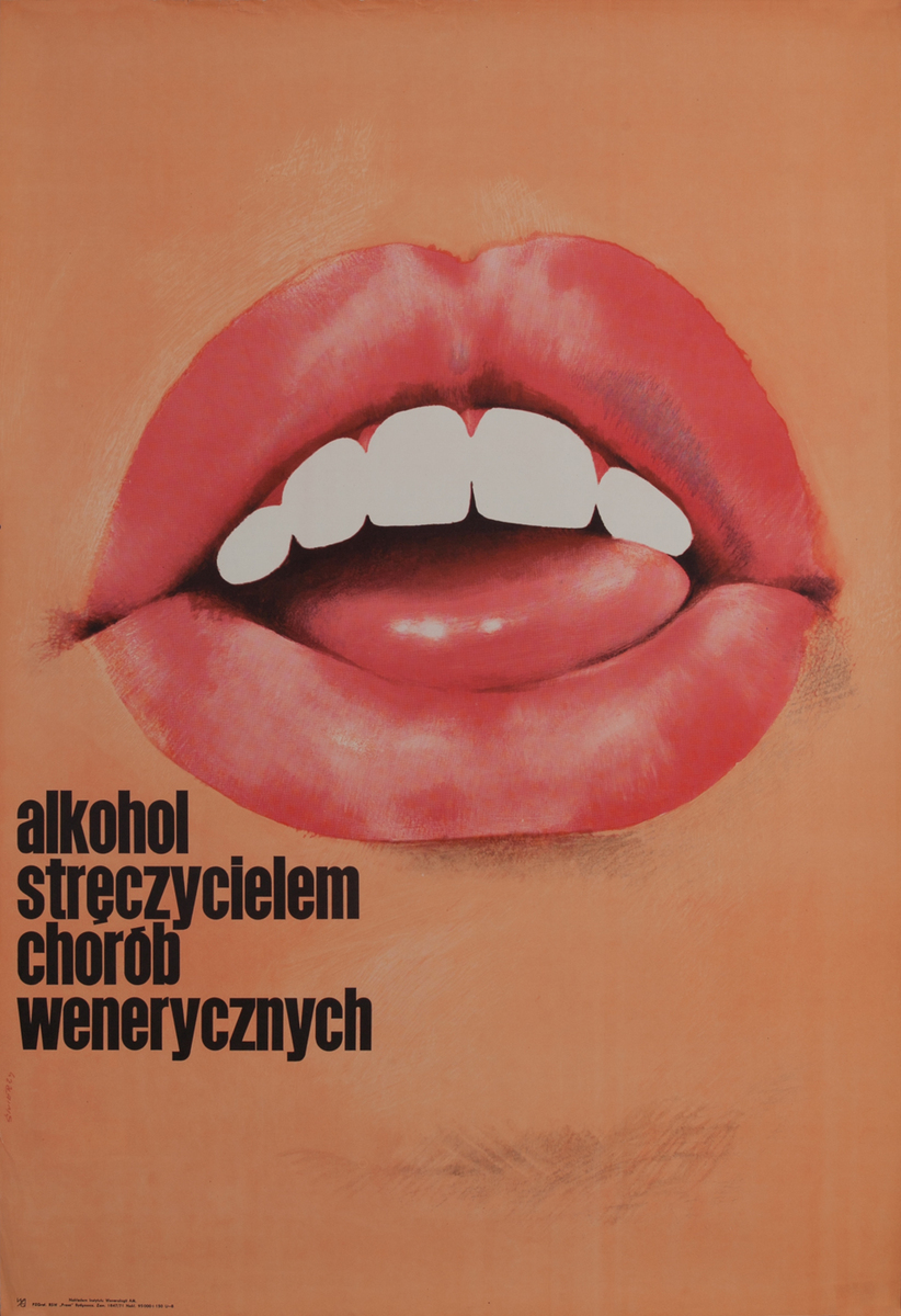 Alcohol causes venereal diseases - Polish Health Poster