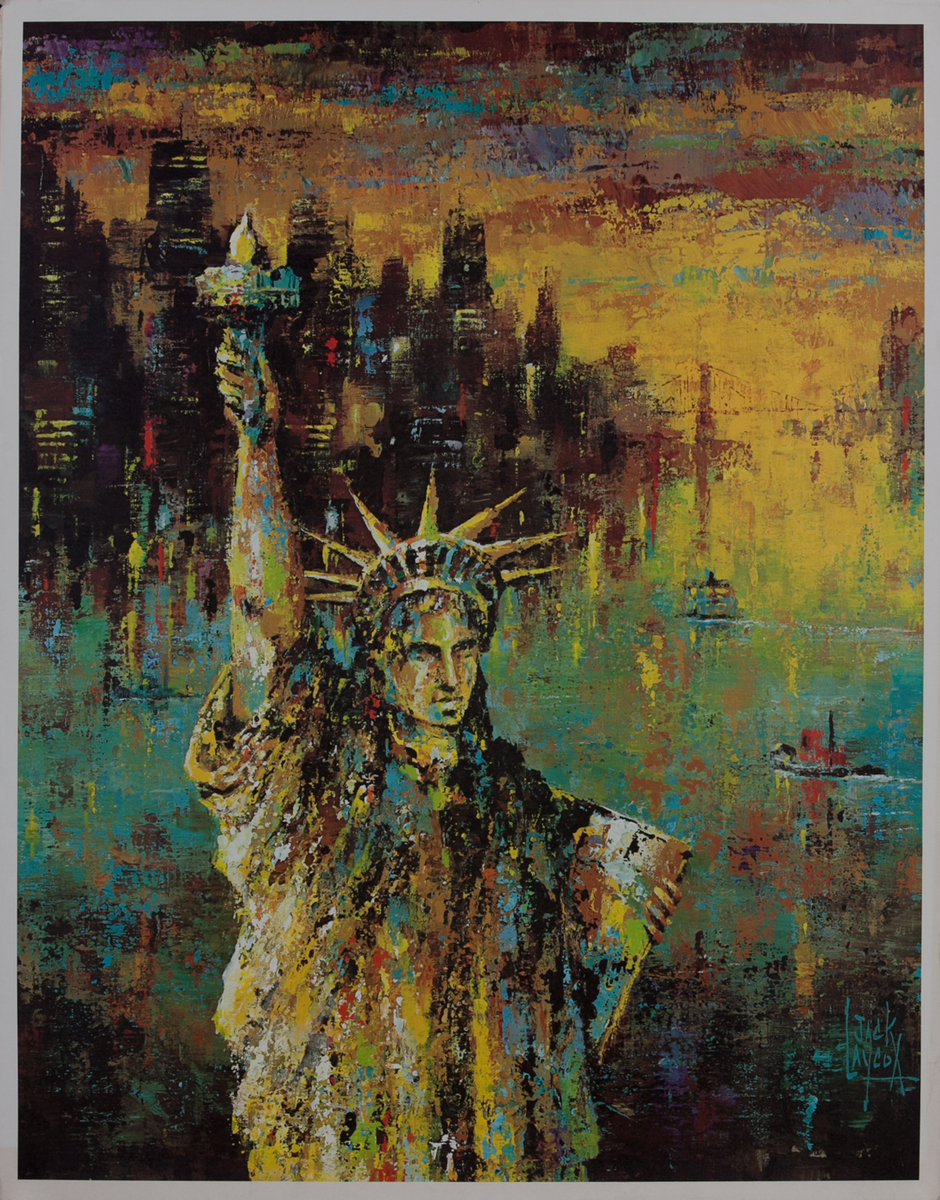 Delta Airlines Original Travel Poster, New York Statue of Liberty