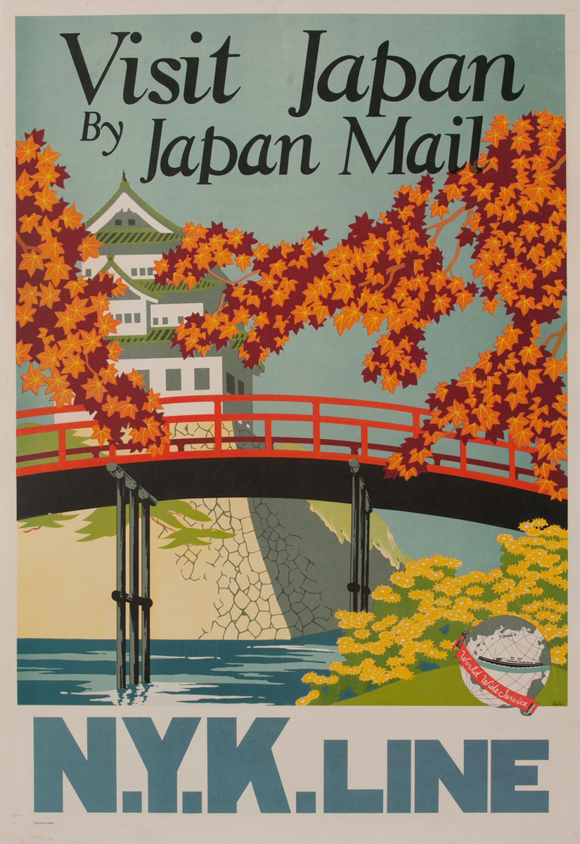 Visit Japan by Japan Mail N.Y.K. Line Travel Poster