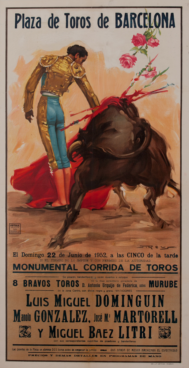 Plaza de Toros de Barcelona, Luis Miguel Dominguin, Bullfight Poster