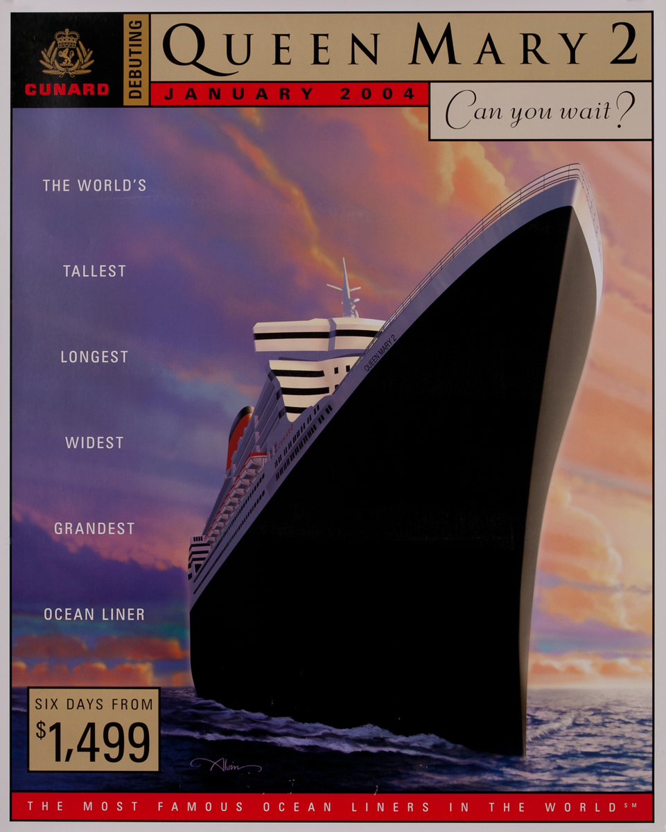 Queen Mary 2 Can you wait?  Travel Poster