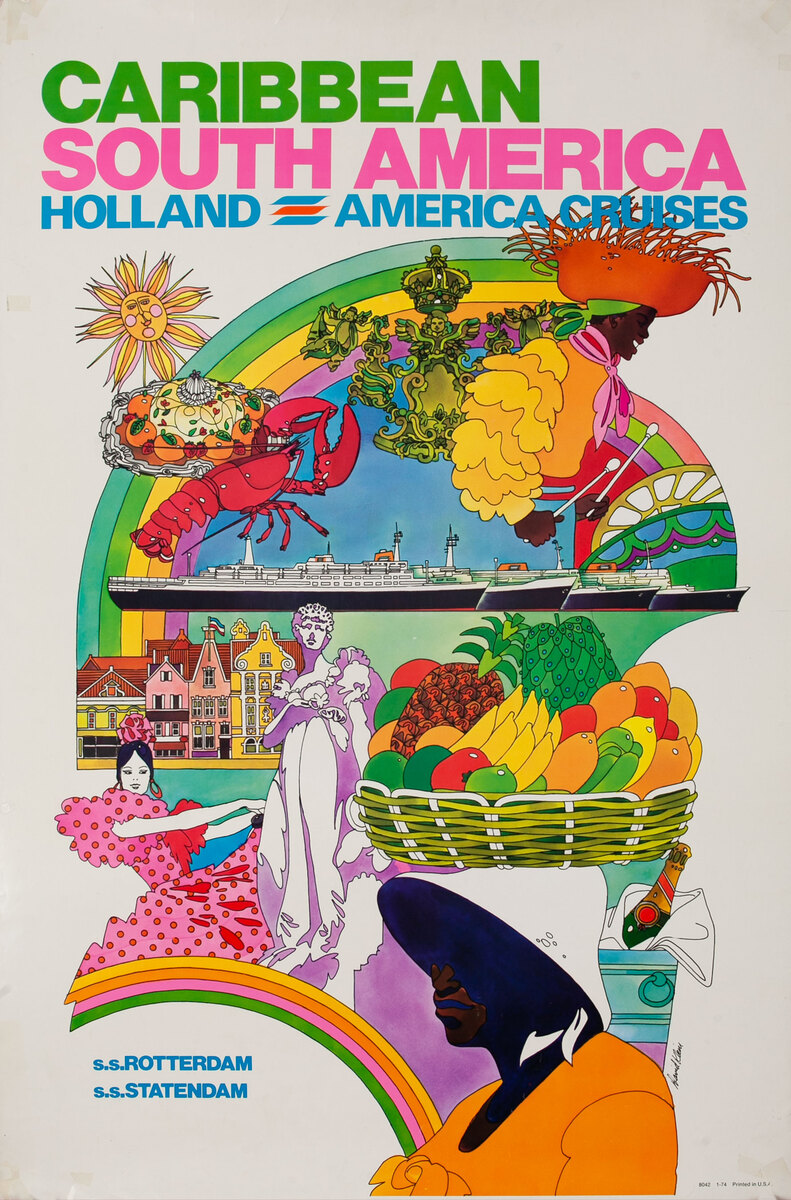 Caribbean South American Holland America Cruises Travel Poster