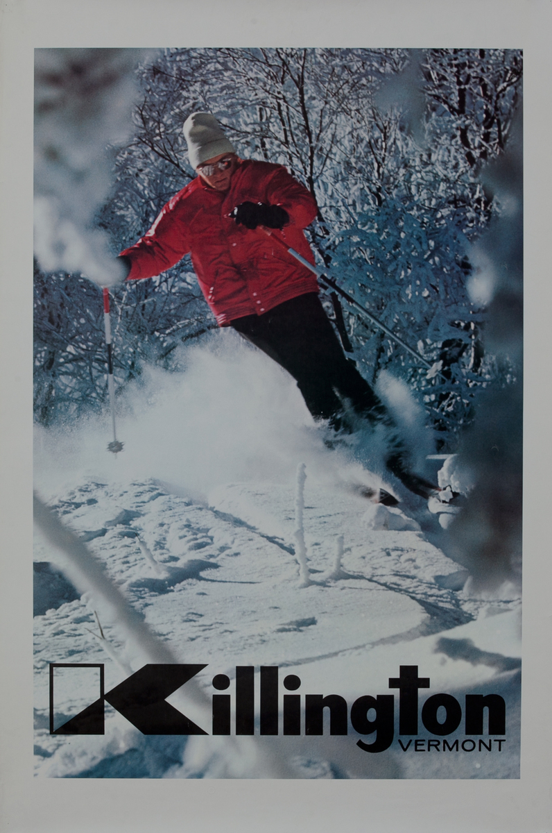 Killington Vermont Ski Poster, man in red jacket